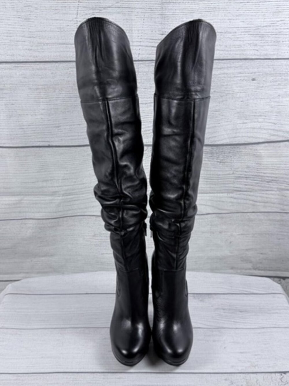 🖤 NIB Jessica Simpson Anne Black Leather Knee-High Slouch Boots Size 7.5M